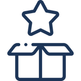 Open gift box icon with a star coming out