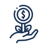 Build with intention: Hand holding a flower with a dollar sign in the middle